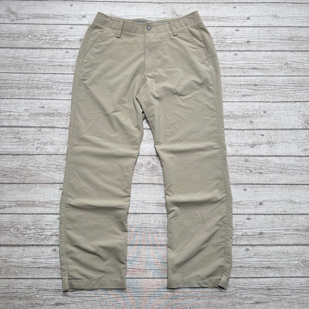 Under Armour Golf Pants Men's 34x30 Beige Loose Fit Flat Front Sportswear Tennis